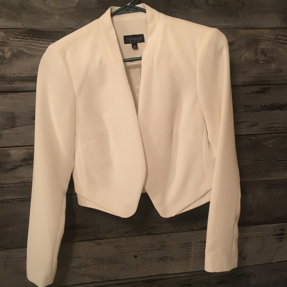 Topshop Sz 2 Cropped White Blazer